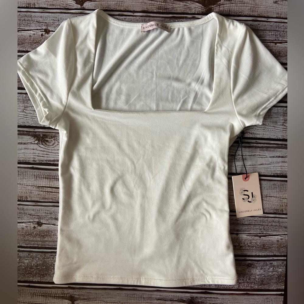 Sincerely Jules NWT white square neck crop top size XS